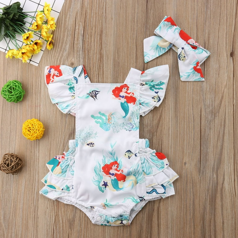Sunisery Baby Girl Rompers Clothes Mermaid Sea World Pattern