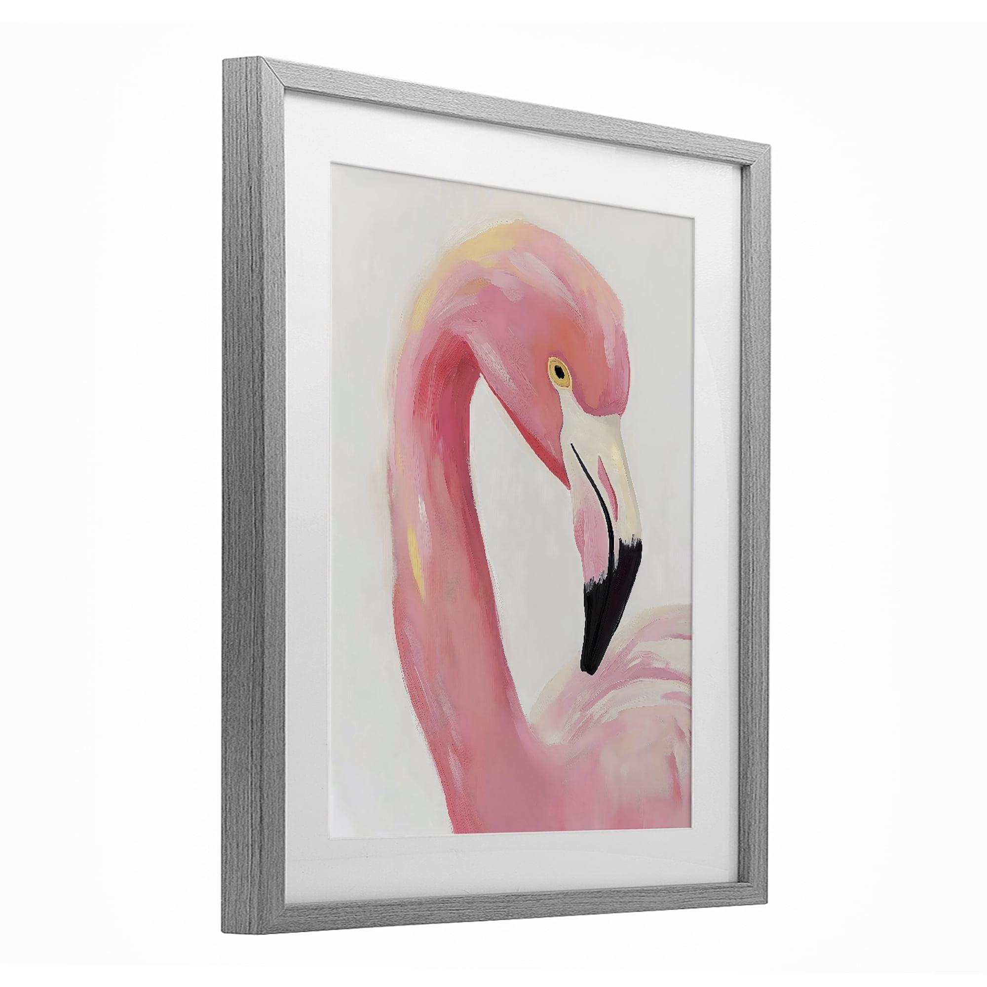 Stupell Industries Serene Pink Flamingo Portrait Gray Framed Print Under Glass, design by The Prints Vibe