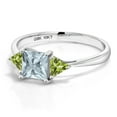 thumbnail image 2 of Gem Stone King 10K White Gold Sky Blue Aquamarine and Green Peridot 3 Stone Engagement Ring for Women (0.86 Cttw, Gemstone March Birthstone, Princess Center 5MM, Trillion 3.5MM, Size 8.5), 2 of 5