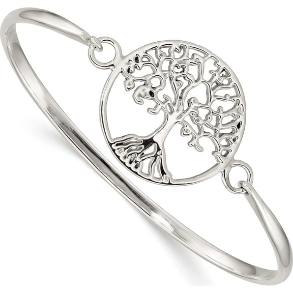 Sterling Silver Tree Of Life Slip-On Bangle Made In Thailand qb1297