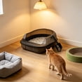 thumbnail image 3 of HWRETIE Semi Enclosed High Sided Cat Litter Box Splash Proof Open Top Design Spacious Cat Toilet for Cats Under 10 Pounds Easy Clean Indoor Litter Tray, 3 of 6