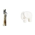 thumbnail image 1 of Estatua de de cerámica de una dama tribal africana. Figura decorativa ligera para el hogar, hoteles, estanterías, mesas o como objeto de cole, 1 of 8