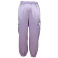 thumbnail image 6 of OGLCCG Womens Satin Cargo Pants Casual High Waist Ankle Length Silky Satin Joggers Pants with Pockets Solid Color Pull on Tapered Trousers,M,Purple, 6 of 6