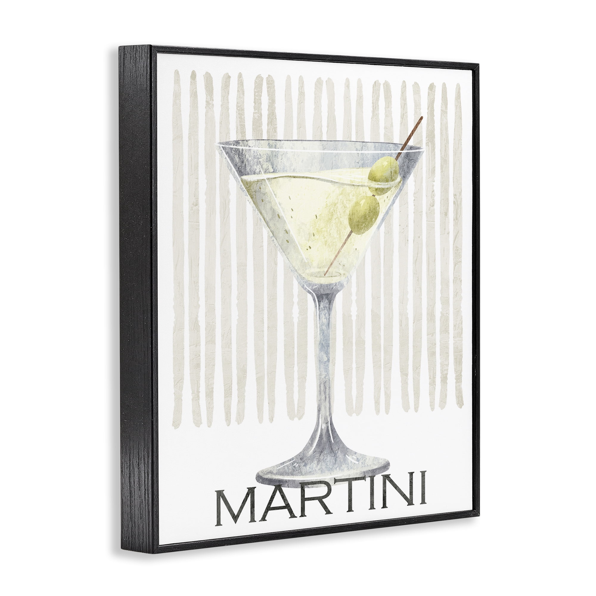 Stupell Industries Subtle Martini Drink Black Framed Giclee Art, design by Kim Allen