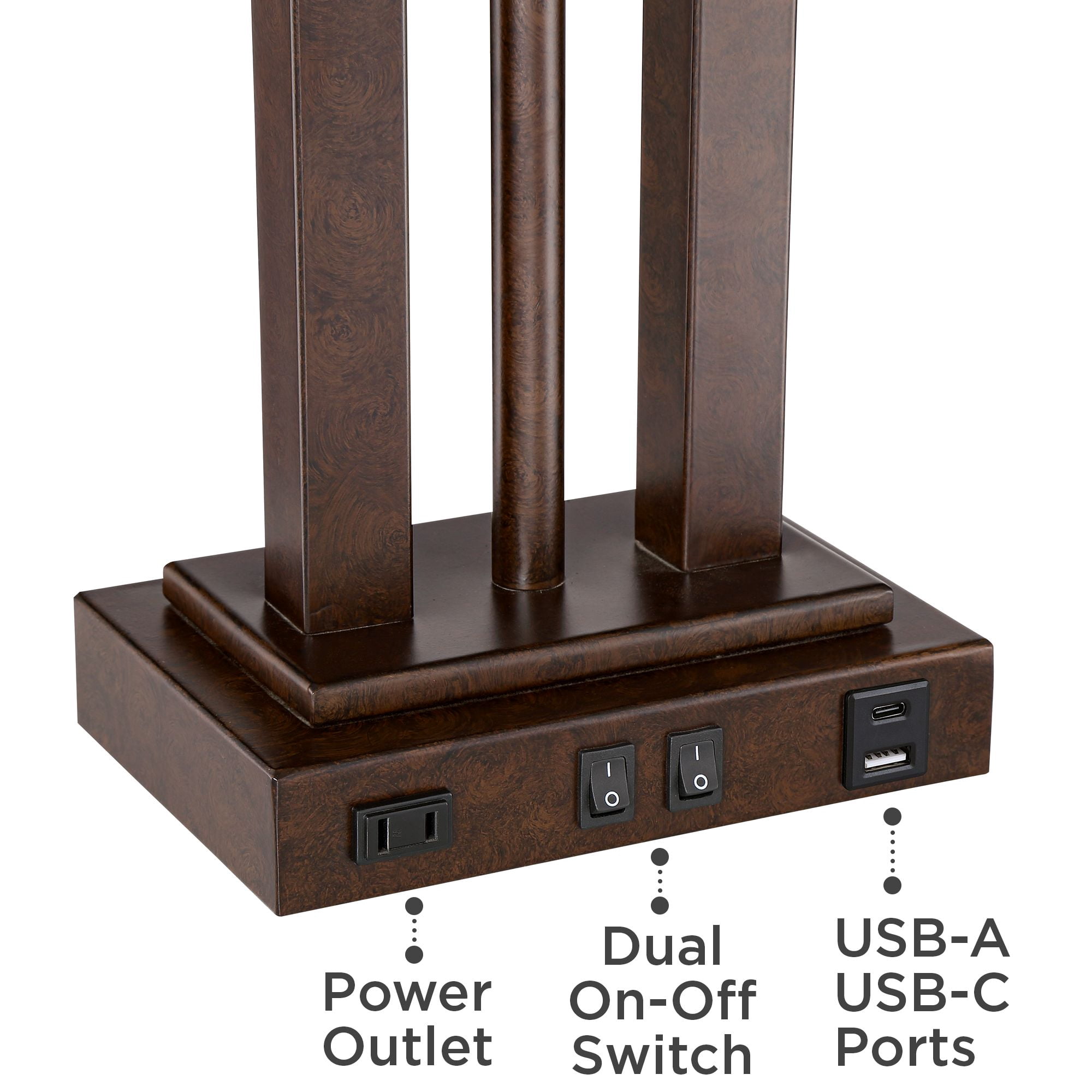 Possini Euro Design Deacon Modern Desk Table Lamp 26" High Bronze with USB and AC Power Outlet in Base LED Reading Light Oatmeal Shade for Office Desk