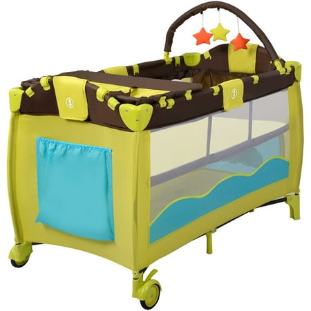 New Green Baby Crib Playpen Playard Pack Travel Infant Bassinet Bed Foldable