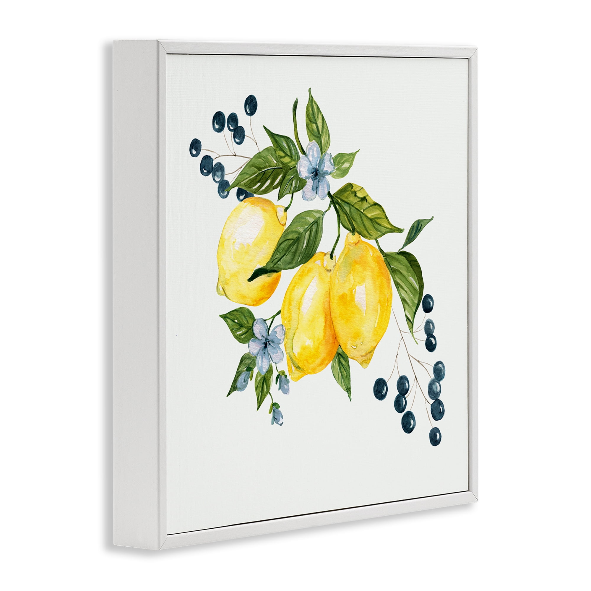 Stupell Industries Lemons with Blossoms & Berries White Framed Giclee Art, design by Livi Finn