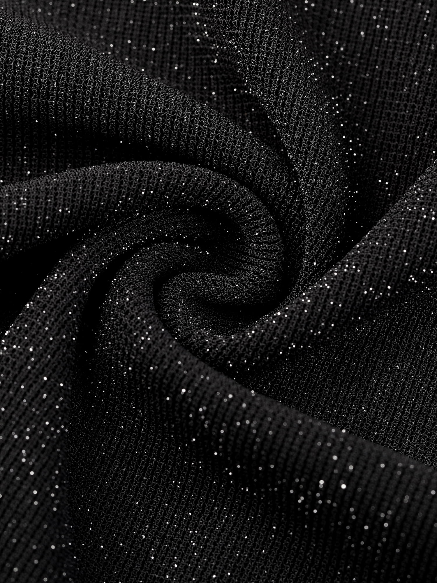 DARING DIVA Drawstring Side Mesh Sheer Glitter Bodycon Dress M Black