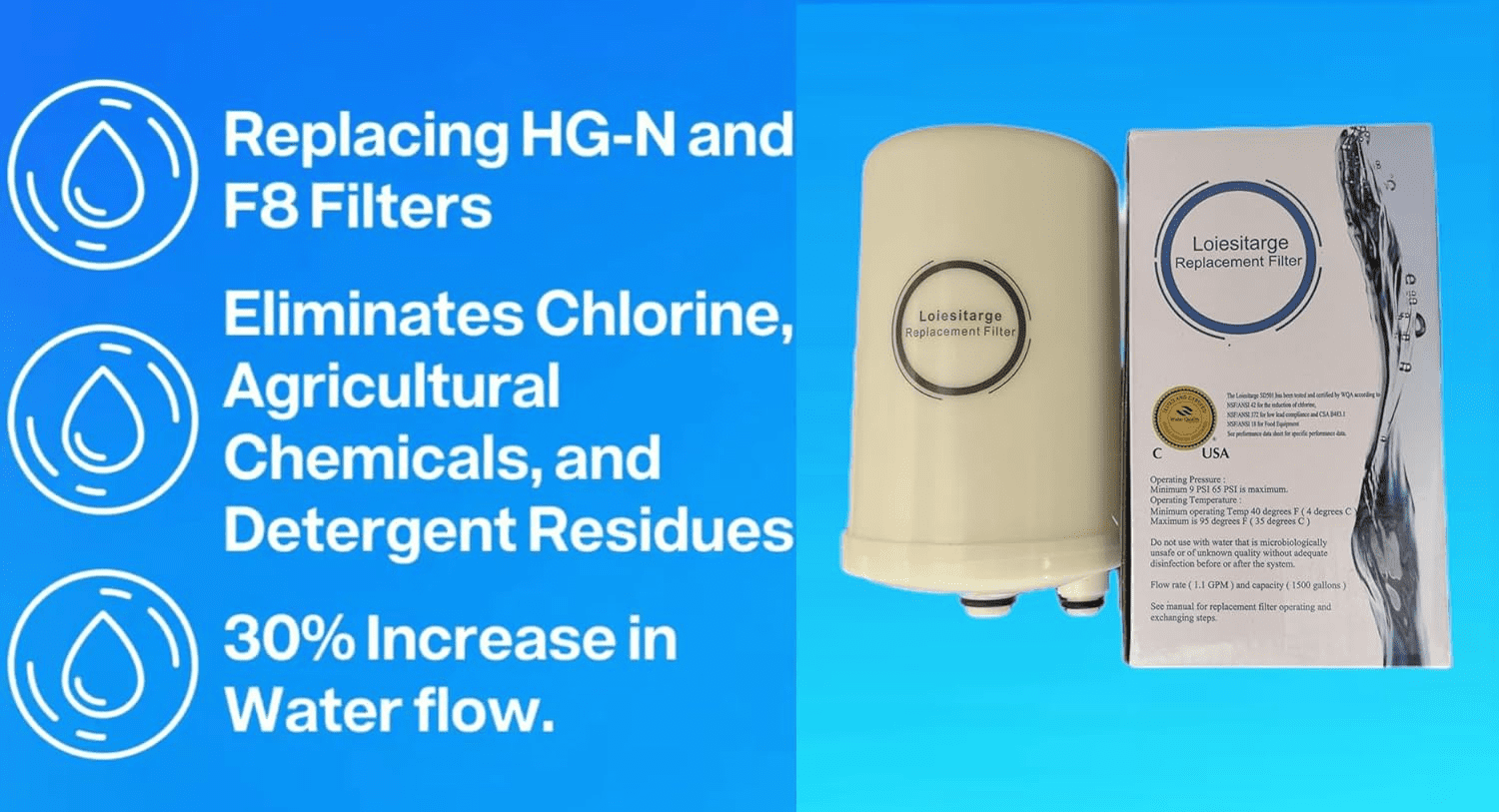 Replacement Water Filter for Leveluk Kangen 8, Compatible with HG-N & K-8