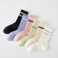 thumbnail image 7 of Women's 3-Pack Striped Ribbed Crew Socks Soft Stretch Fit Casual Athletic Style, 3 PK-MUL B, 7 of 7