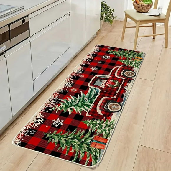 PEONAVET Carpet Kitchen Floor Mat Christmas Reindeer Christmas Tree Carpet Home Entrance Door Mat Bathroom Dirt Floor Mat
