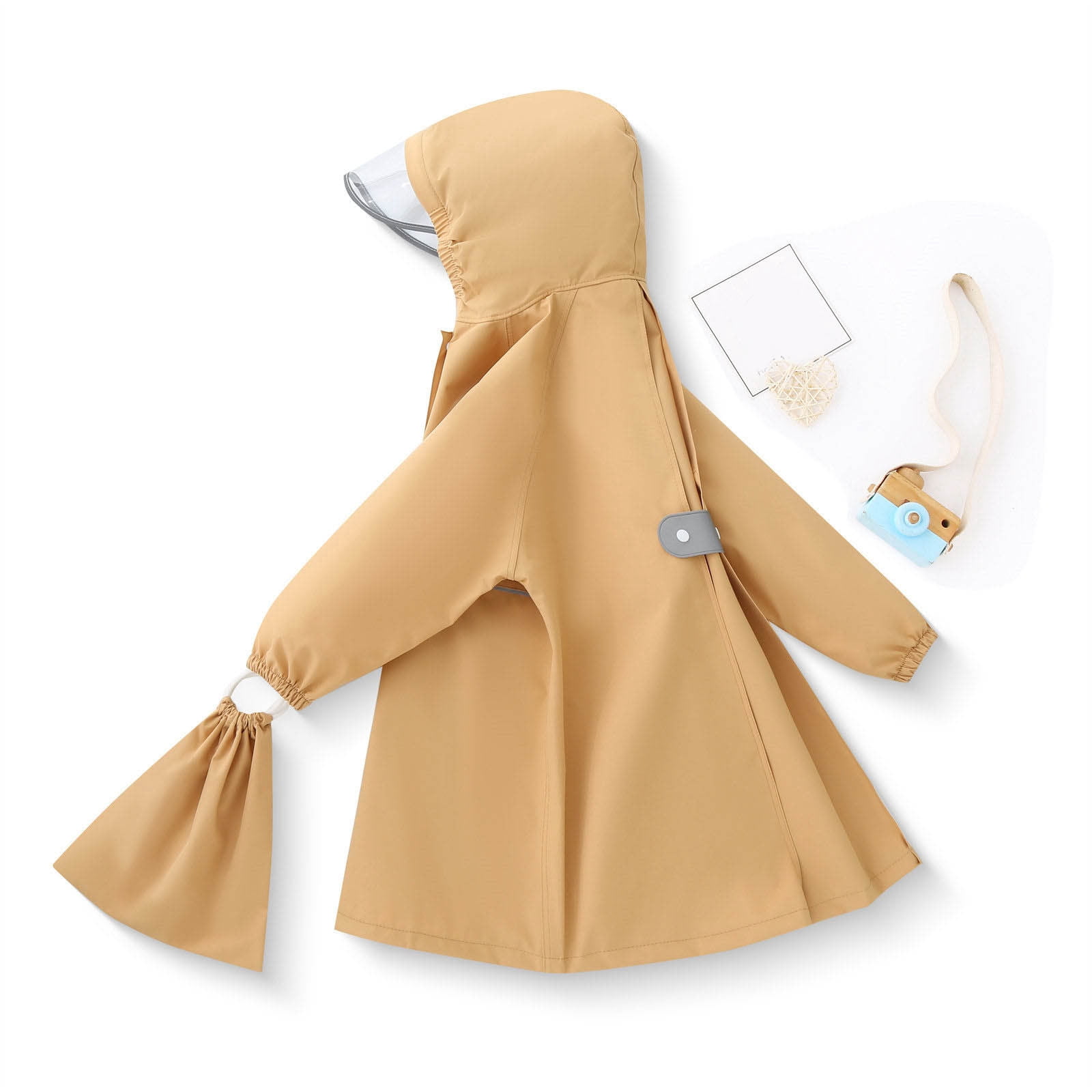 Poncho De Pluie Enfant Unie Taille S - Matériau EVA Imperméable - Boutons Pression - Printemps/été/automne - Pour Garçons Et Filles 4-8 Ans - 2
