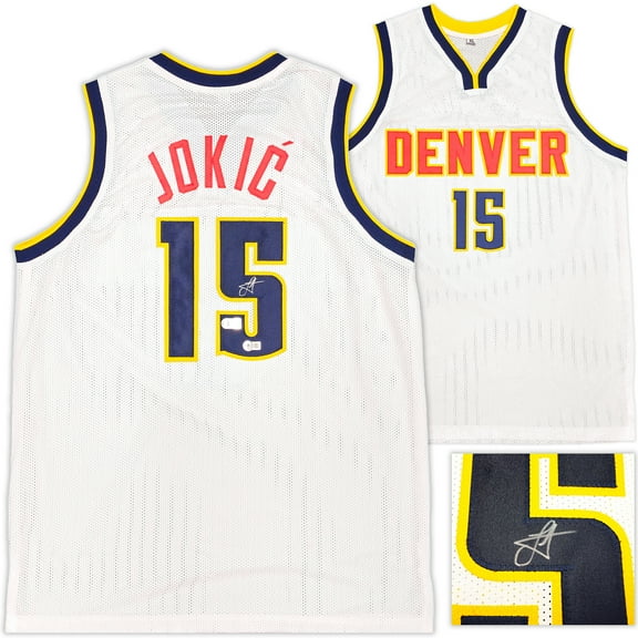 Denver Nuggets Nikola Jokic Autographed White Jersey Beckett BAS Witness 234049