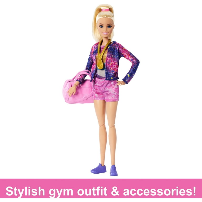 Barbie Gymnastics Playset with Doll and 15+ Accessories, Twirling Gymnast  Toy with Balance Beam, Blonde Doll
