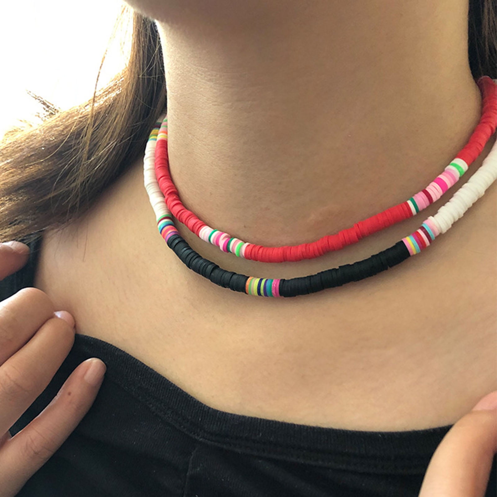 Amazon.com: Acedre Boho Layered Beaded Necklaces Colorful Beads Choker  Necklace Handmade Cute Chokers Set Beach Adjustable Neck Jewelry for Women  and Girls (7PCS) : Clothing, Shoes & Jewelry