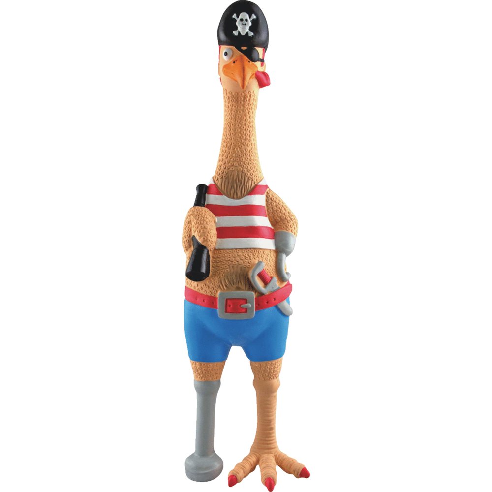 Large Captain Jack Rubber Chicken Dog Toy, 17" Tall