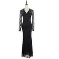 thumbnail image 2 of Women's Floral Lace Long Sleeve Maxi Evening Gown Bridal Gothic Halloween Dress, 2 of 5