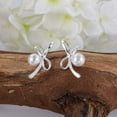 thumbnail image 6 of Lancharmed Silver Plated Stud Earrings for Womens,Bow Tie Pearls Earring Gifts for Teen, 6 of 7