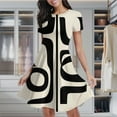 thumbnail image 2 of Abstract Black Shapes Cream Background Women's Classic Swing Skater Dress Casual Work Party Cocktail Dresses, 2 of 6