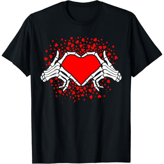 Funny Bones Love Skeleton Hand Heart Valentines Day T-Shirt