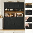 thumbnail image 5 of Homfa 72.8'' Tall Kitchen Pantry Cabinet with LED Lights & Charging Station, 8 Doors Storage Cabinet with Drawers & Shelves & Countertop, Kitchen Hutch with Adjustable Shelves for Dining Room, Black, 5 of 9