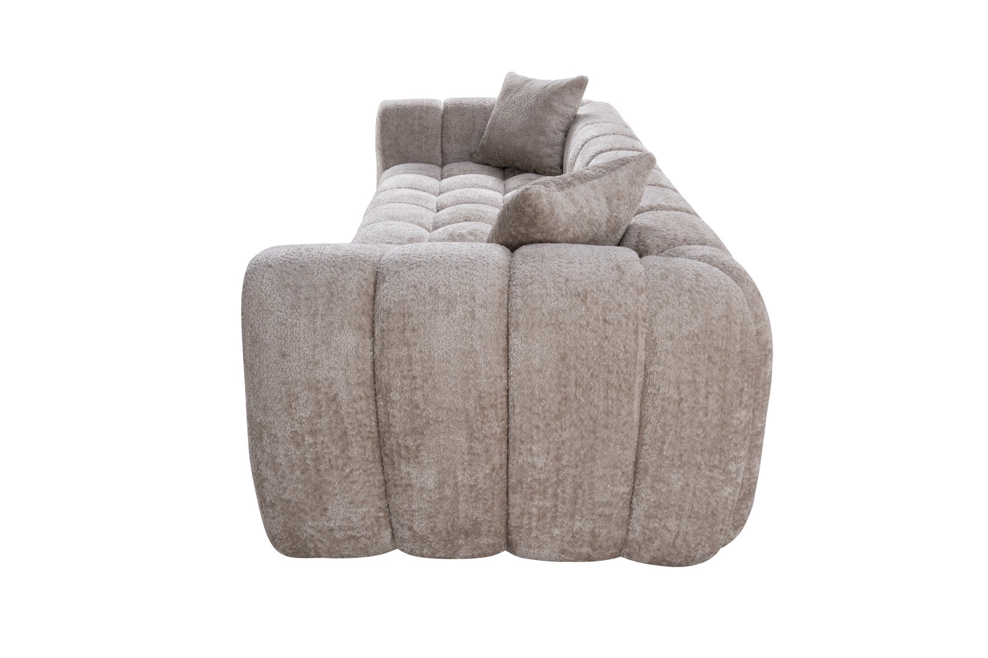AENKYO 103" Oversized Cloud Boucle Sofa, Modern 4-Seater Deep Seat Couch, No Assembly, Oatmeal Beige