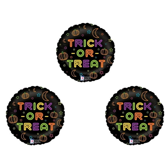 Neon Halloween Trick or Treat 3 pc Party Balloons Decoration Supplies Candy Pumpkins…