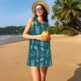 thumbnail image 3 of Naloa Tropical Pineapple Print Women's Summer Spring Casual Beach Sundress,Vacation Sleeveless Tank Crewneck Loose Dresses, 3 of 7