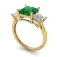 thumbnail image 2 of 2.5 ctw 3 Stone Anniversary Ring for Women | Princess Cut Simulated Emerald | Hyperallergenic Solid 18K Yellow Gold, 2 of 5