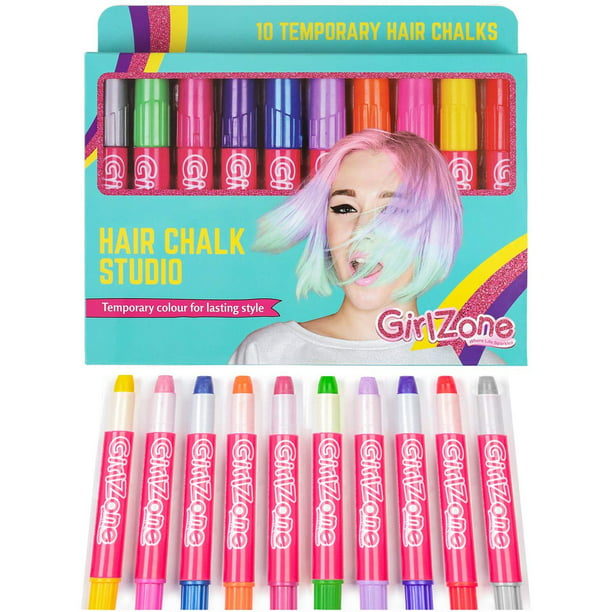GirlZone Hair Chalk Set For Girls - 10 Piece Temporary Hair Chalks Color -  Girl Toys For Girls Ages 8-12 - Birthday Gifts For Girls - Gifts For 7 8 9  10 11 Year Old Girls - Girls Toys 8-10 Years Old 