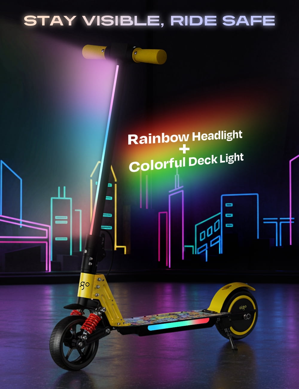Aigo HappyRoll Kids Electric Scooter E3，Dual, Solid tires，toddler electric scooter，easy roller scooter