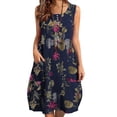 thumbnail image 2 of Plus Size Dresses for Curvy Women Floral Print Sleeveless Sundress Beach Casual Loose Womens Dress Blue L, 2 of 6