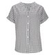 thumbnail image 4 of Camisas de Manga Larga para Mujeres Cuello en V de Ajuste Suelto Botón de Manga Corta Lino Túnica Blusa Cuadrado, 4 of 8