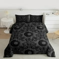 thumbnail image 2 of Manfei Black Damask Floral Queen Comforter Set, Mystic Moon Sun Bedding Comforter Set, Bohemian Mandala Western Reversible Bedding Set, Luxury Bedroom Decor, 3 Pieces, 2 of 8
