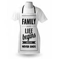 thumbnail image 3 of Family Apron Retro Calligraphy Motivational Quote Family Love Never Ends Message Framework, Unisex Kitchen Bib Apron with Adjustable Neck for Cooking Baking Gardening, Black Silver Grey, by Ambesonne, 3 of 3
