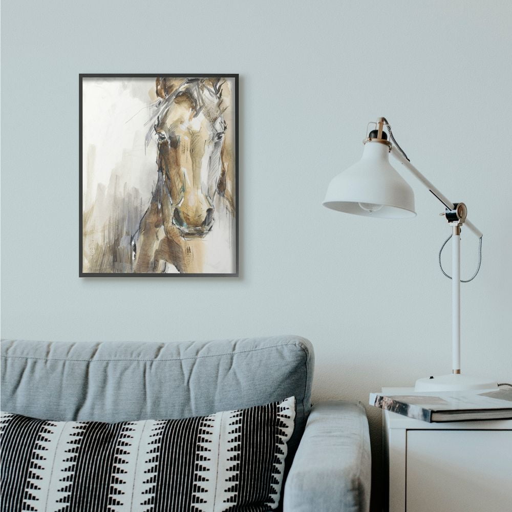 Stupell Industries Horse Portrait Orange Brown Animal Watercolor Painting Framed Wall Art by Ethan Harper