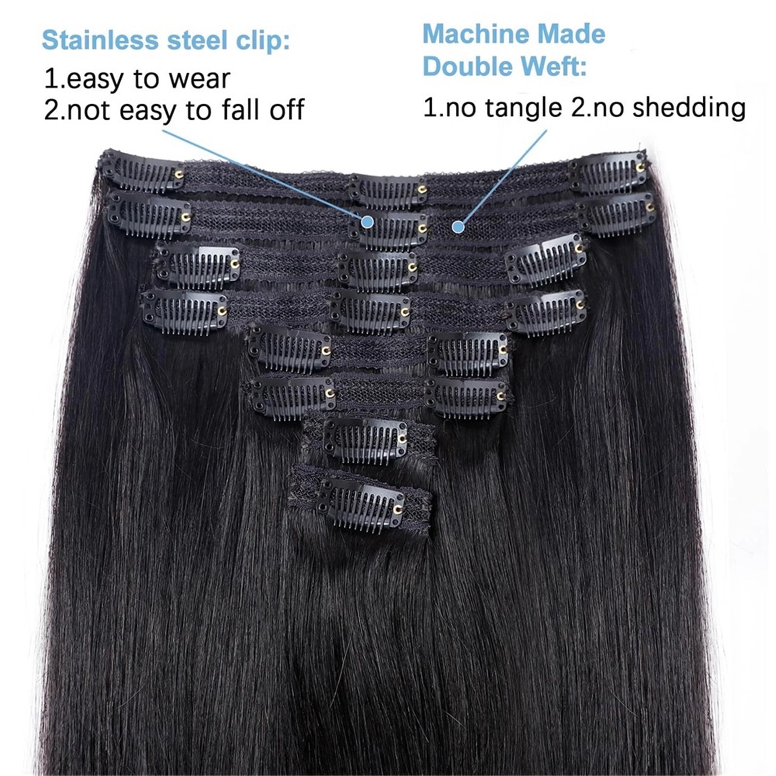 Straight Human Hair Clip in Hair Extensions 100% Unprocessed Full Head Brazilian Virgin Hair