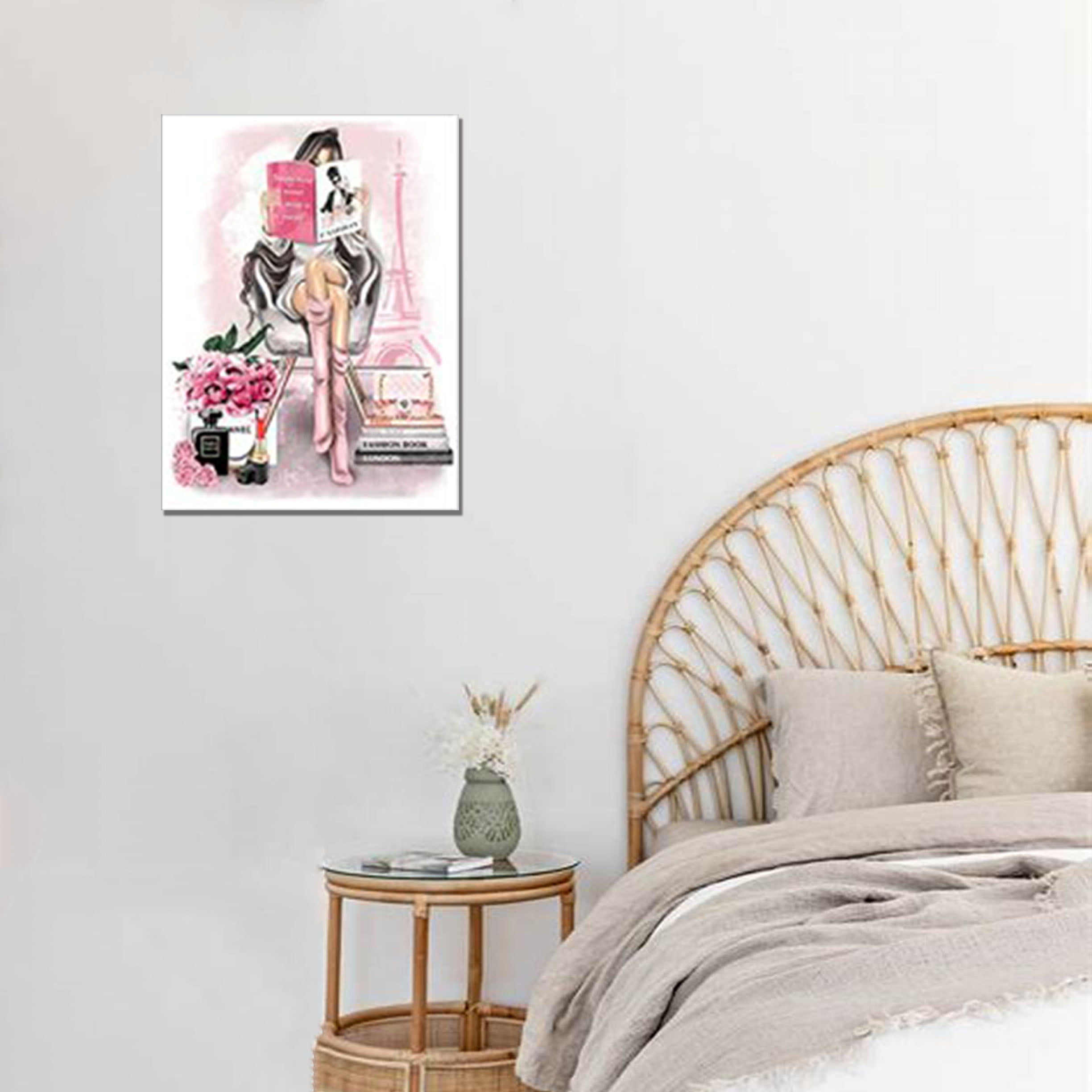  Canvas Wall Art Glam Perfume Chanel Pictures Wall Decor Pink  Flowers And Gold Canvas Wall Art Girl Home Decor For Bedroom Wall Bathroom  Set Room Decor 16 * 24: Posters & Prints