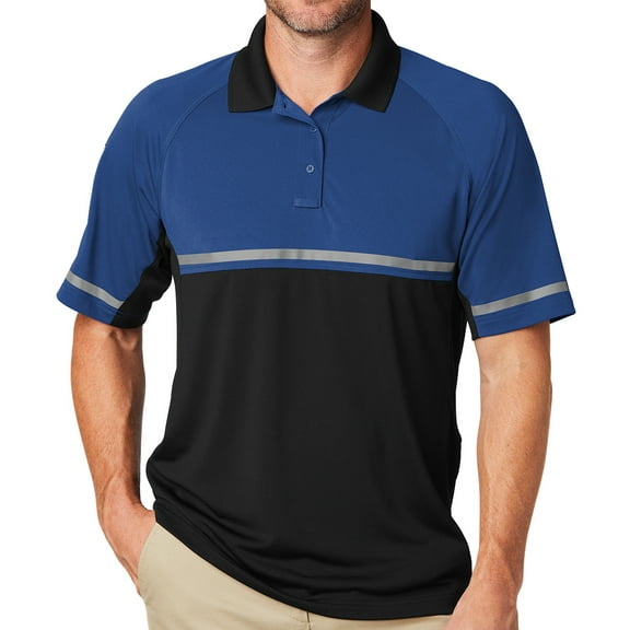 Men's High Visibility Moisture-Wicking Polo Shirt - Royal/Black, Large