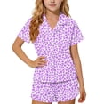 thumbnail image 2 of HBYJLZYG Girls 2 Piece Sleepwear Set, Leopard Print Button Front Pajamas with Chest Pocket and White Piping, Summer Pajama Set for Girls 3-14 Years, 2 of 7