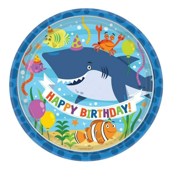 Amscan Ocean Buddies 7 inch Round Paper Party Plates, 8 Count