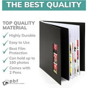 pbf Scrapbook Photo Album, Guest Book with Photo Insert, Black Scrapbook with Plastic Sleeves & Black Pages, Scrapbook Album for 2x6 Photo Strips, Memory Book, Wedding Scrapbook