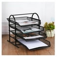 thumbnail image 5 of 4 Tier Office Filing Trays Black - Desk Organiser A4 Document Holder Stackable Metal Mesh Letter Tray for Home Office Supplies, 5 of 6