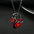 thumbnail image 4 of Yesbay Dark Red Faux Rose Pendant Necklace for Women Zircon Love Heart Flower Choker Gothic Punk Jewelry for Dating Daily Wear Banquet Party, 4 of 8