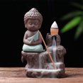 thumbnail image 2 of Quemador de incienso de reflejo de monje, hecho a mano para aliviar el estrés, relajarse, elegante soporte de incienso de monje de arena púrpura para salas de meditación para, 2 of 8