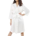 thumbnail image 1 of Femme 100% Polyester Léger Doux Chaud Kimono Short Robe M Blanc, 1 of 7