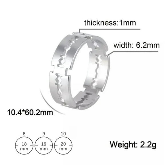 Anaxer Stainless Steel Ring Blade Rock Punk Razor Rings Fashion Jewelry Gifts