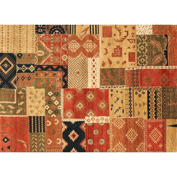 Ahgly Company Machine Washable Indoor Rectangle Contemporary Orange Area Rugs, 5' x 7'
