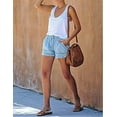 thumbnail image 3 of EYIIYE Women Washed Denim Shorts Casual Drawstring Elastic Waist Loose Shorts, 3 of 5