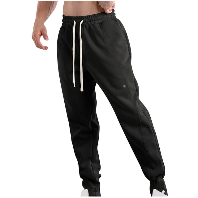 FAIWAD Mens Sweatpants Elastic High Waist Drawstring Workout Joggers Pants Button up Outdoor Trousers